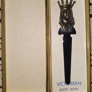 Victorian Bookmark or Could Use For Letter Opener with Crowned Figure.